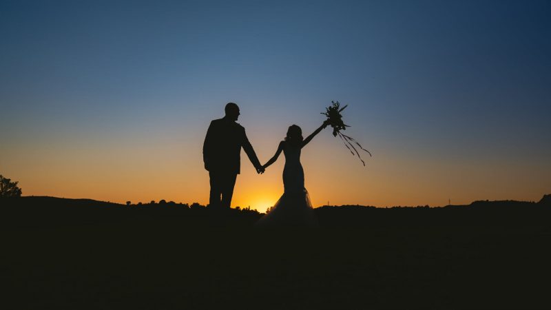Sunset at Emily and Chris's Cyprus micro wedding at Minthis Hills
