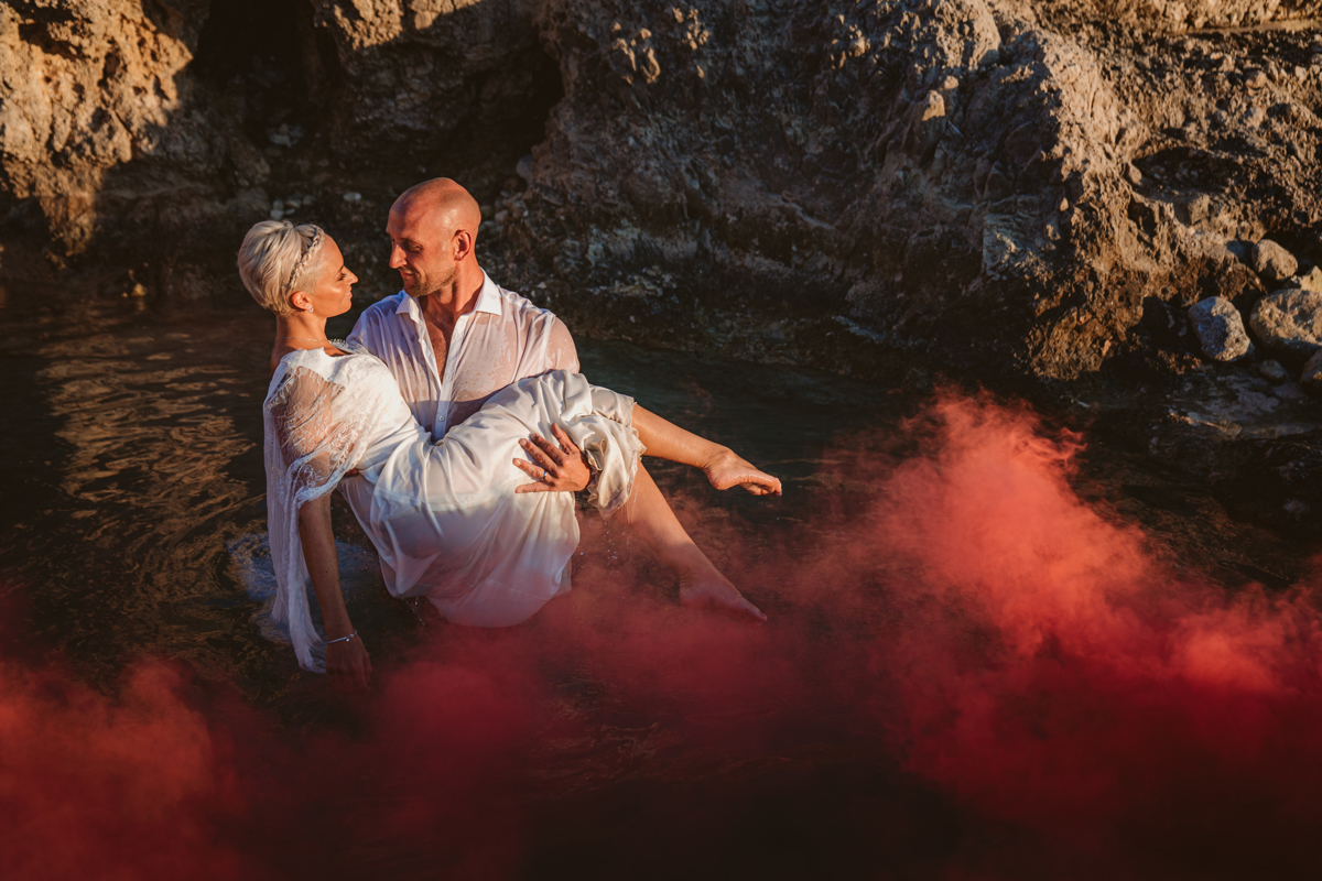 Alana & Luke’s Sensational Underwater Cyprus Sea Caves Trash the Dress Shoot 1