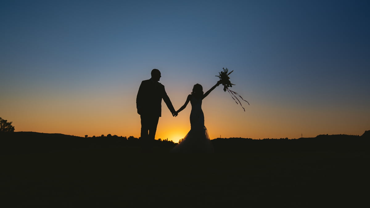 Sunset at Emily and Chris's Cyprus micro wedding at Minthis Hills