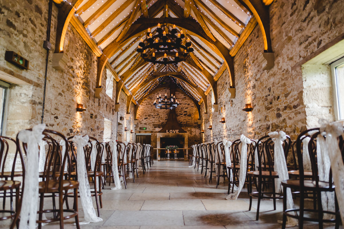 lace sashes adorn the chairs