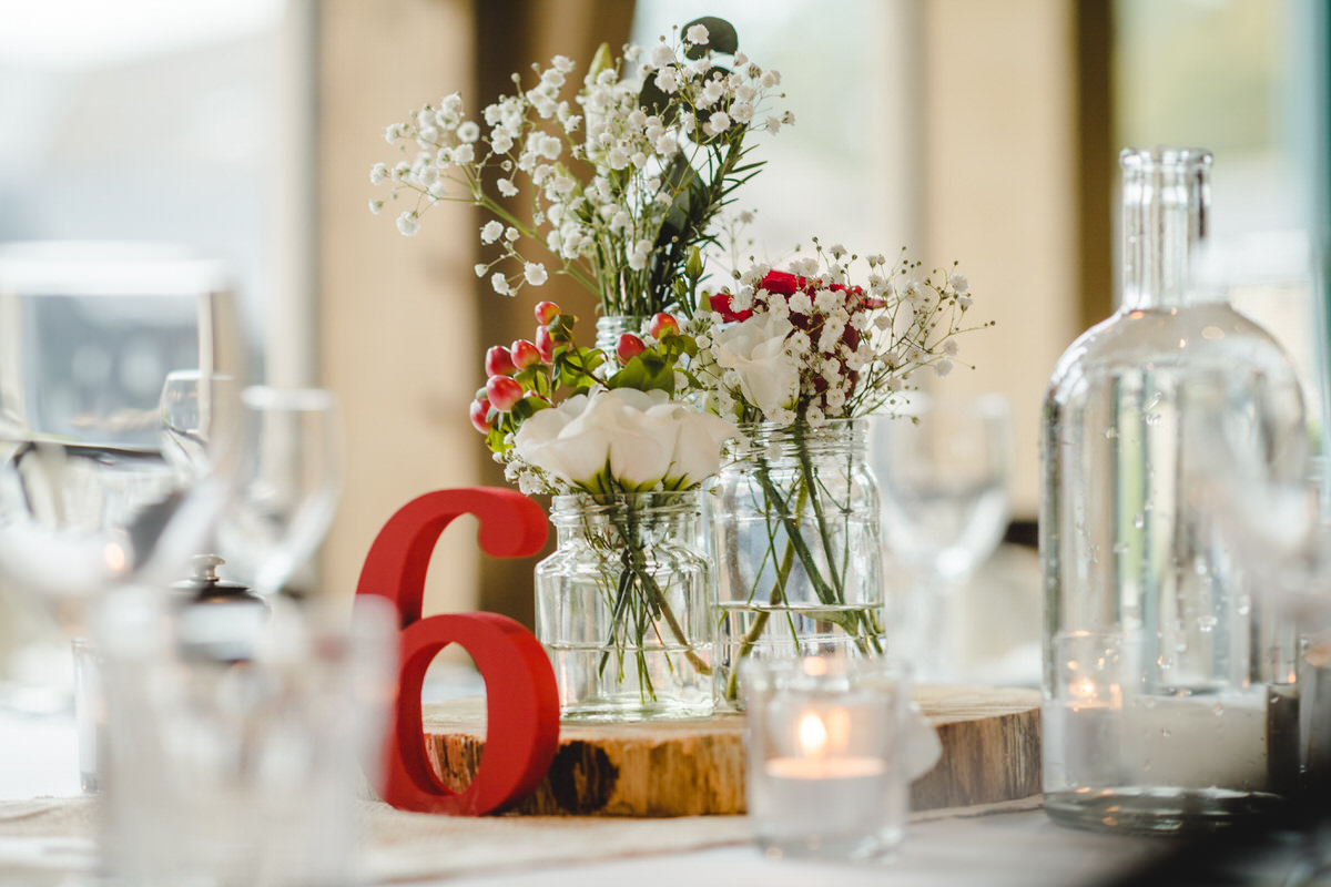 simple jars with flowers