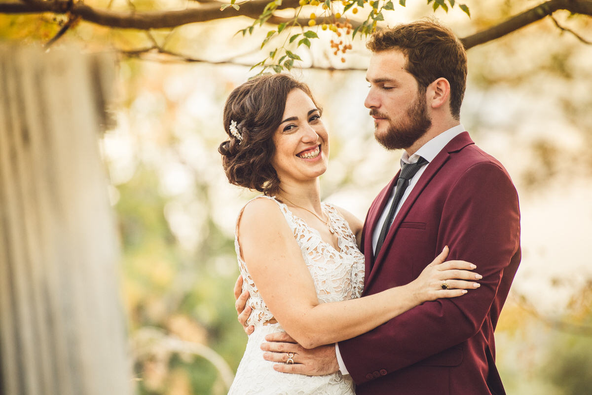 bride and groom happy