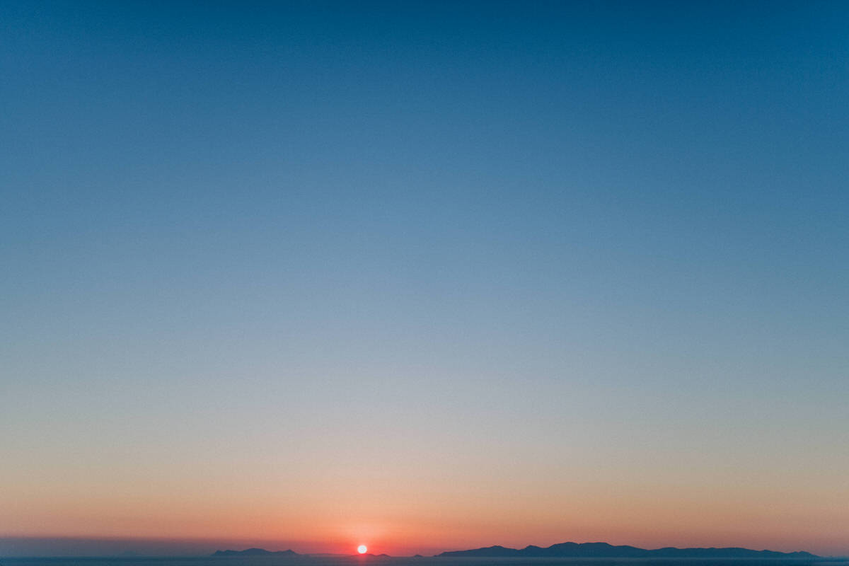 sunset over santorini