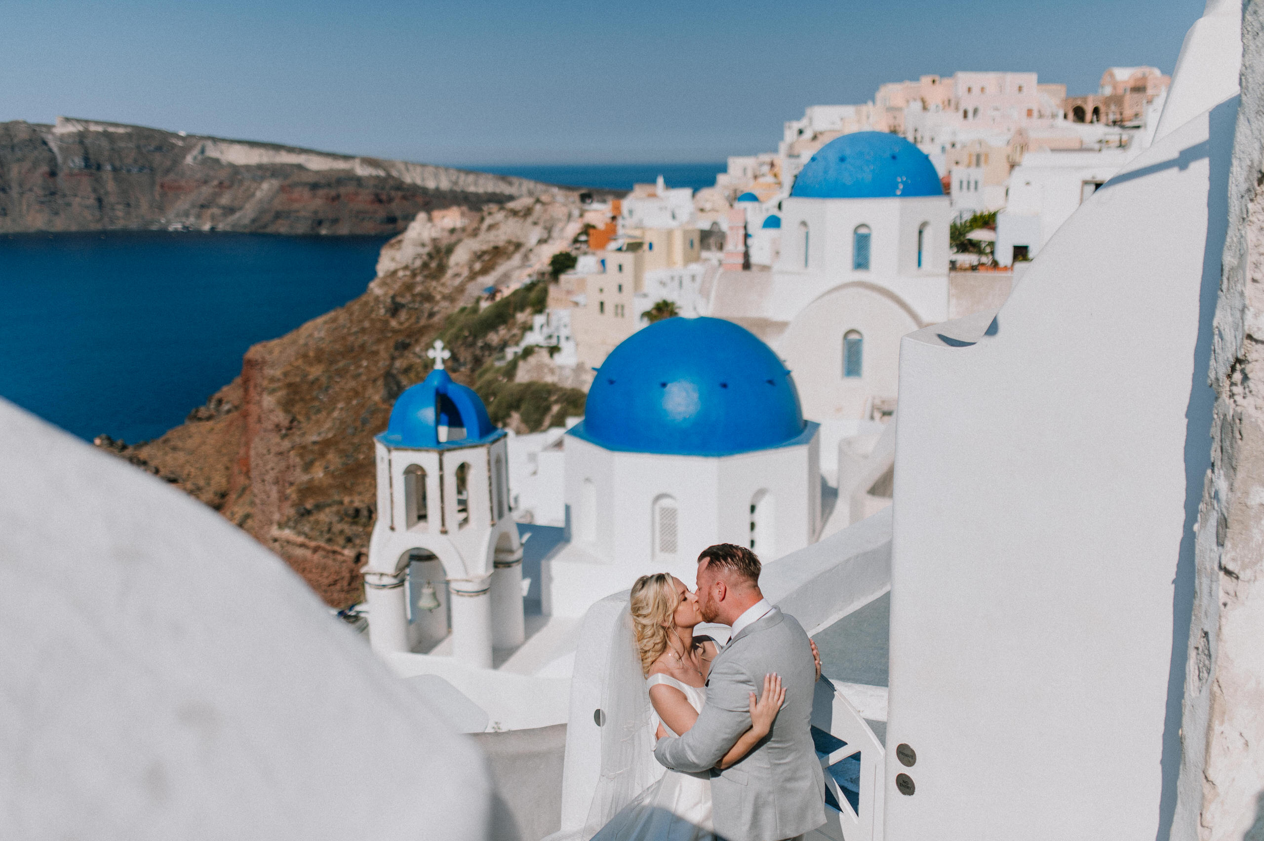 santorini three blue churches